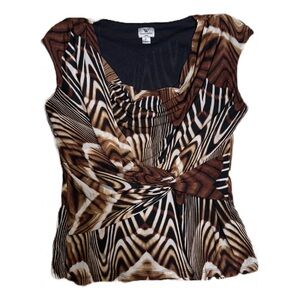 Worthington Petite Animal Print Tie Front Dainty Top